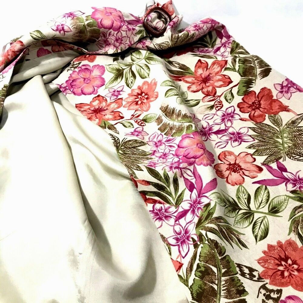 Charter Club 100% Linen Wrap Skirt Women 10 Long Maxi Lined Floral Boho Beach - Picture 7 of 12